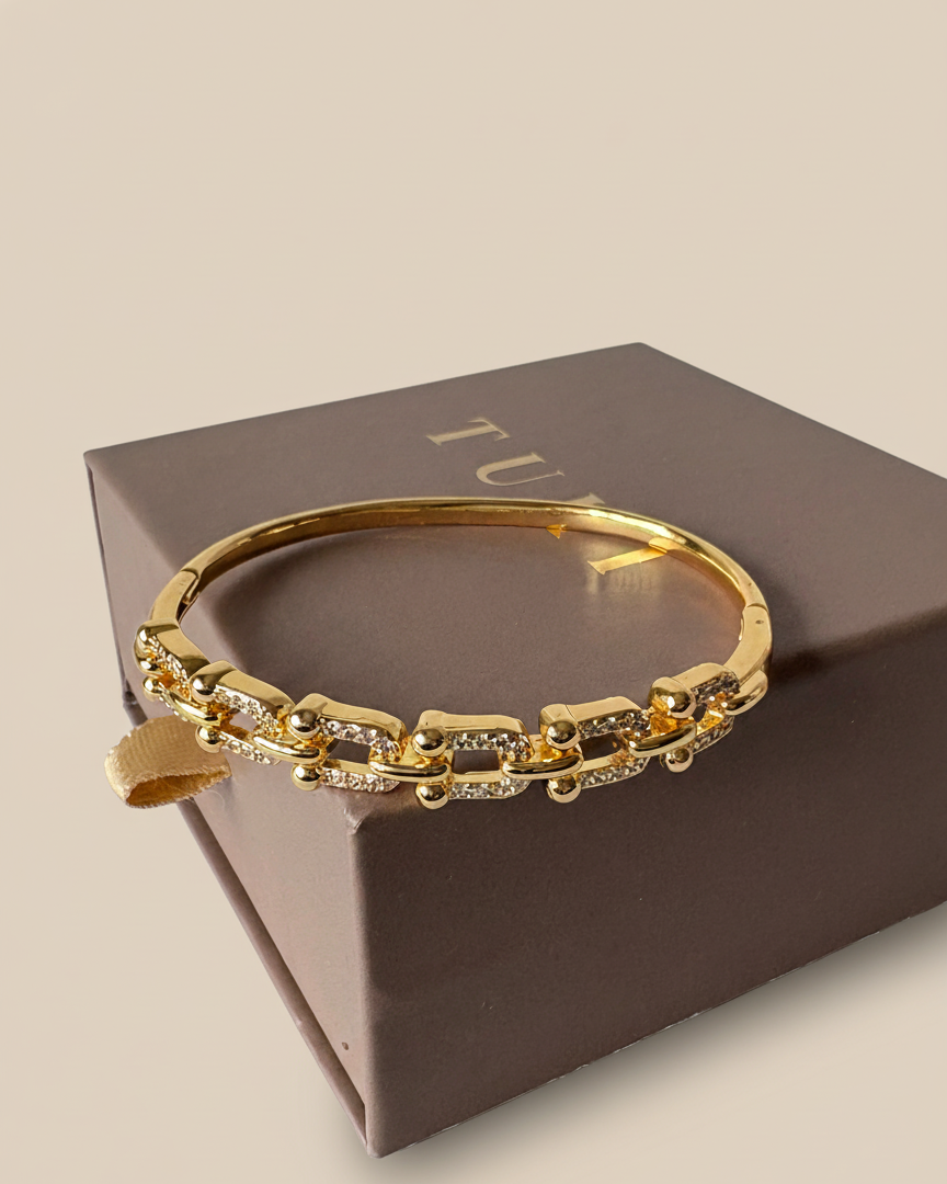 Golden Pavé U-Link Bracelet