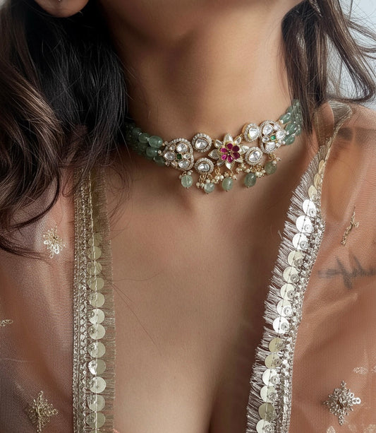 Pista Bagh Polki Necklace Set