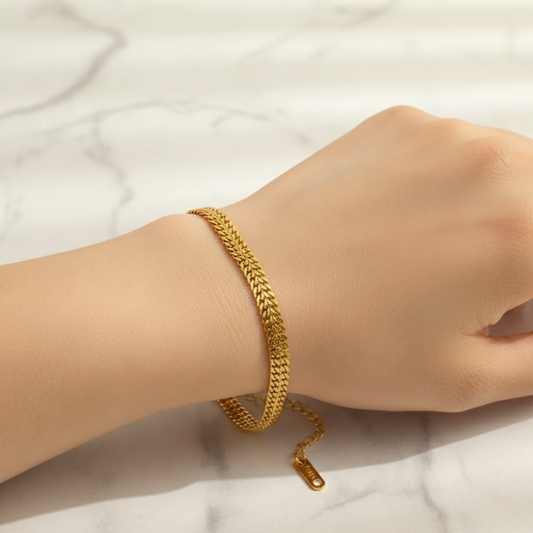 Golden Wheat Weave Bracelet