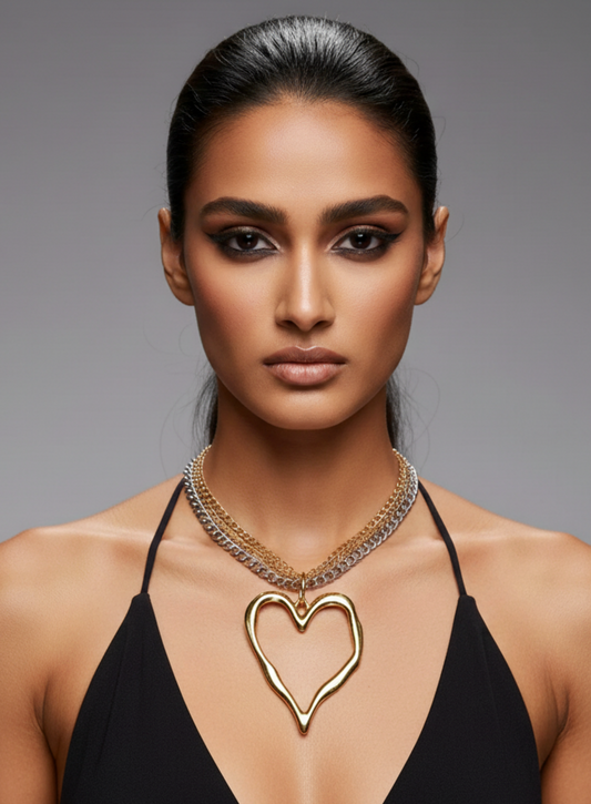 Contour Heart Two-Toned Chain