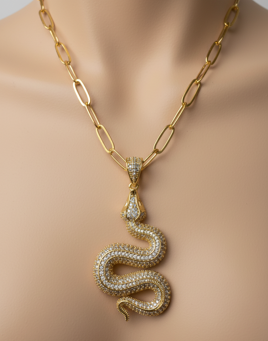 Diamond Serpent Pendant Necklace