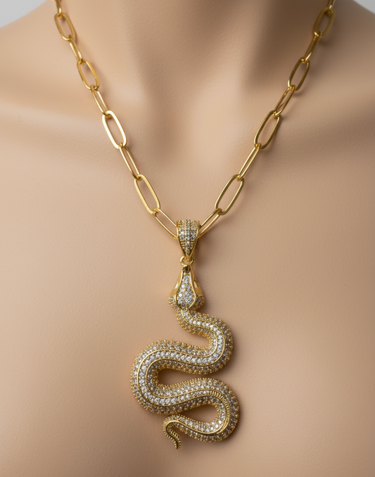 Diamond Serpent Pendant Necklace