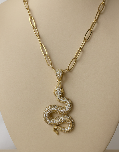 Diamond Serpent Pendant Necklace