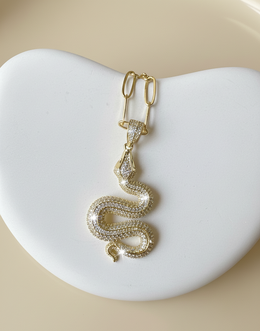 Diamond Serpent Pendant Necklace