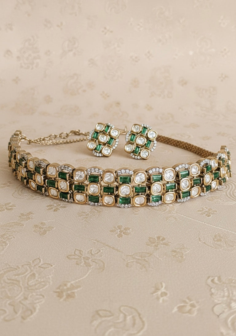 Emerald Jaali Choker Set