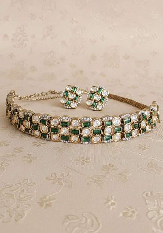 Emerald Jaali Choker Set