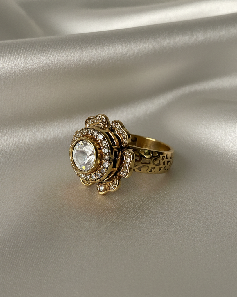 Gulab Moissanite Polki Ring