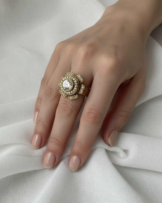 Gulab Moissanite Polki Ring