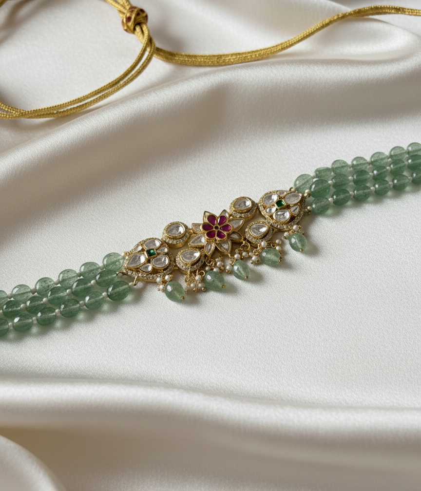 Pista Bagh Polki Necklace Set