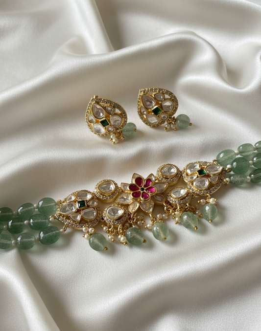 Pista Bagh Polki Necklace Set