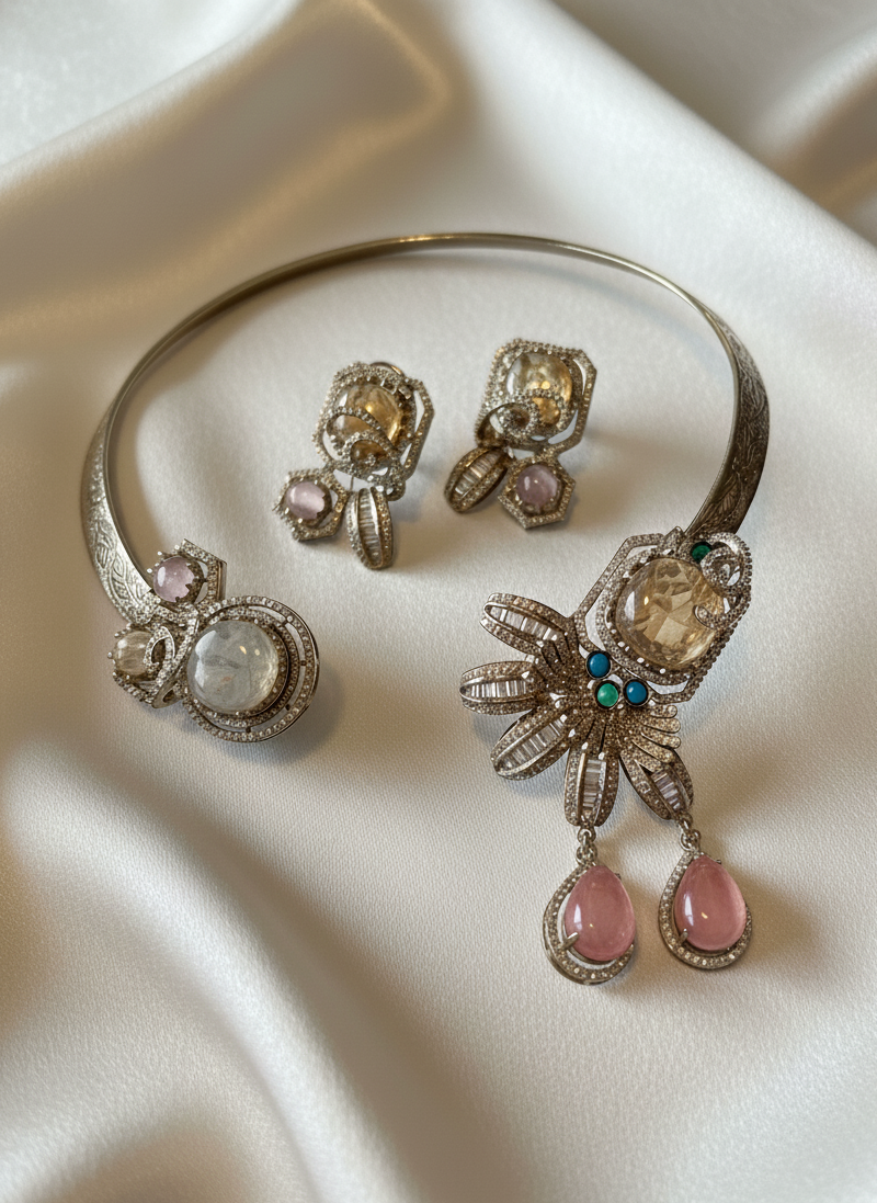 Gulab Sunhari Hasli Set