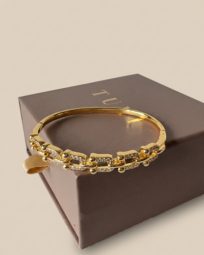 Golden Pavé U-Link Bracelet