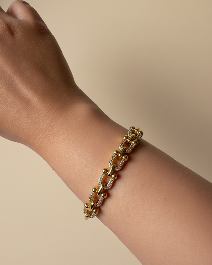 Golden Pavé U-Link Bracelet
