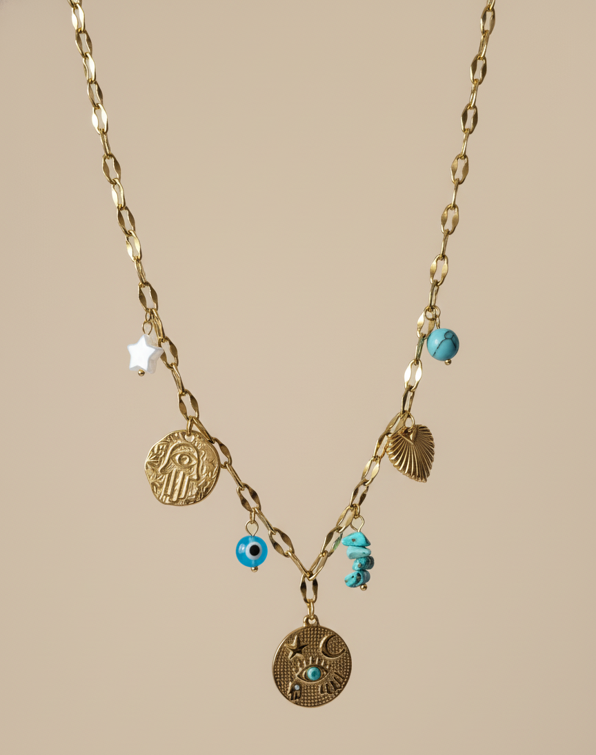 Aegean Waters Charm Necklace