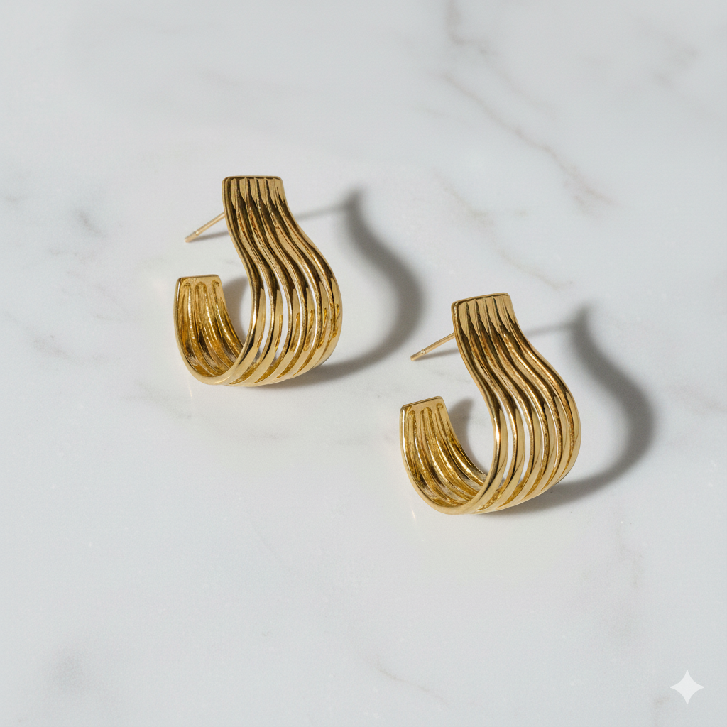 Sculptural Wave Hoops