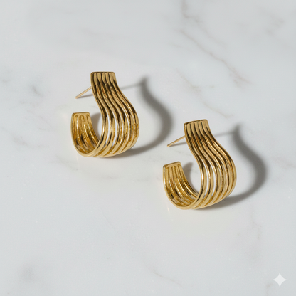 Sculptural Wave Hoops