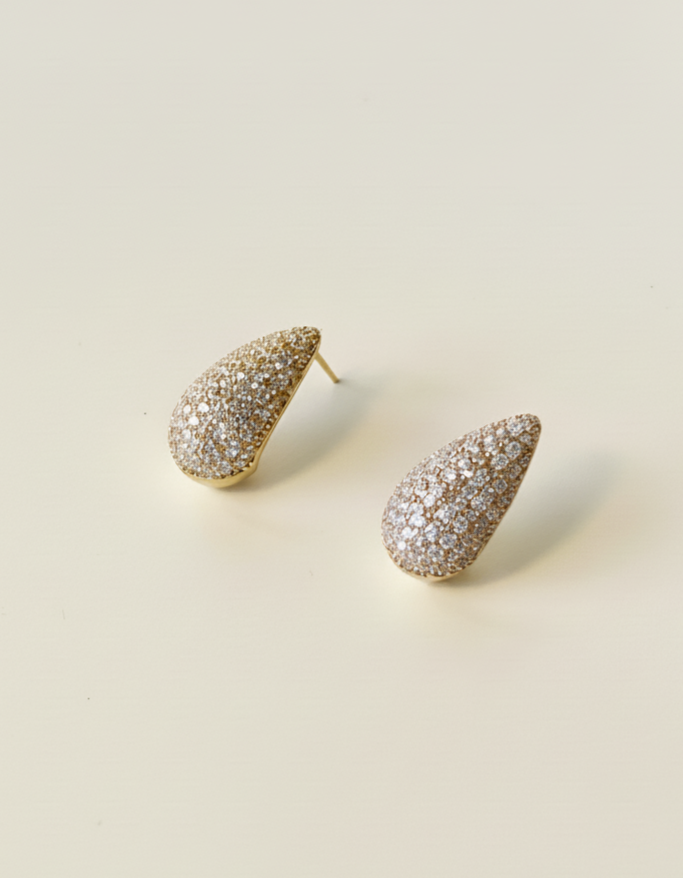 Diamond Teardrop Studs