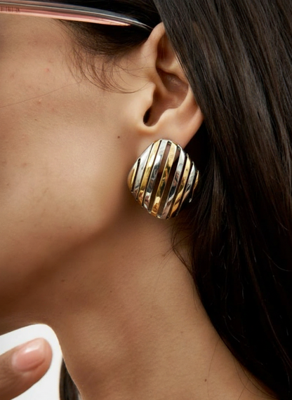 Chrome & Gold Intersect Studs