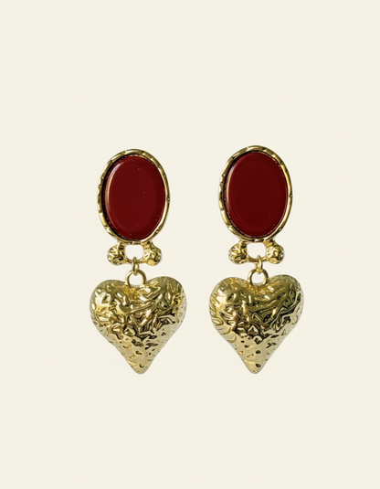 Scarlet Heart Drop Earrings
