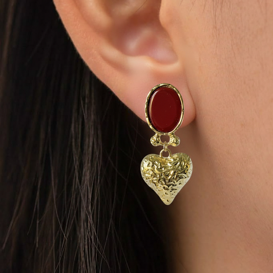Scarlet Heart Drop Earrings