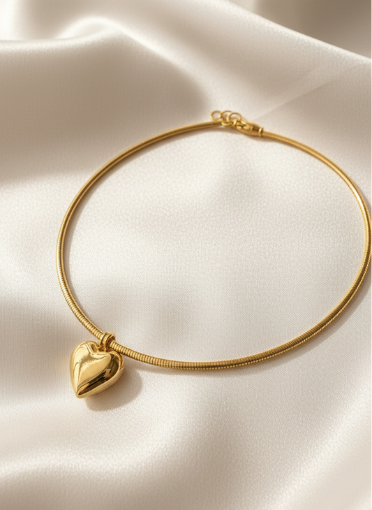 Puff Heart Torc Necklace