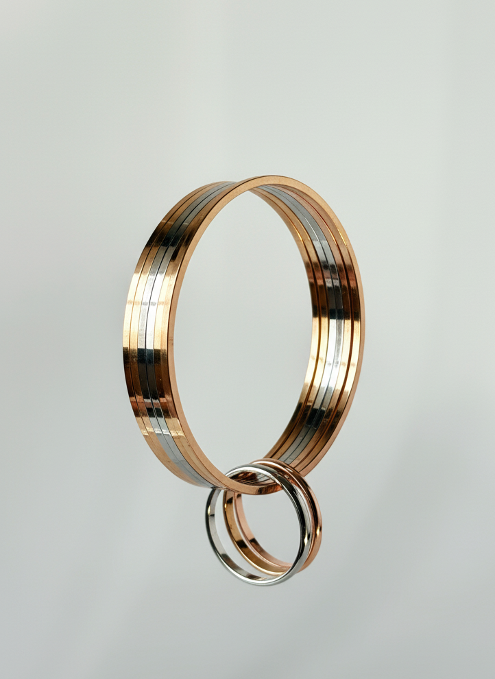 Gold and silver Bangles stack 