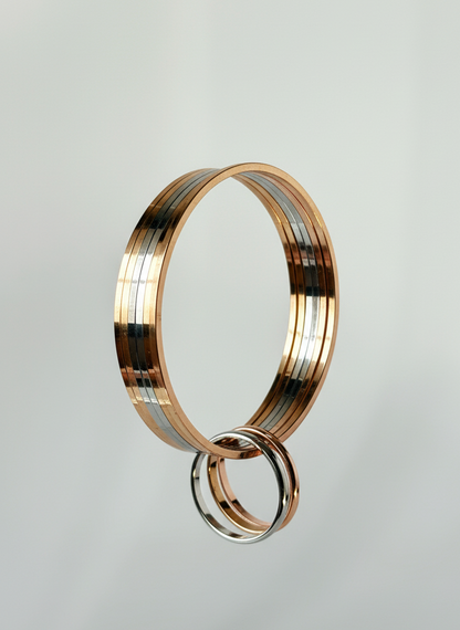 Gold and silver Bangles stack 