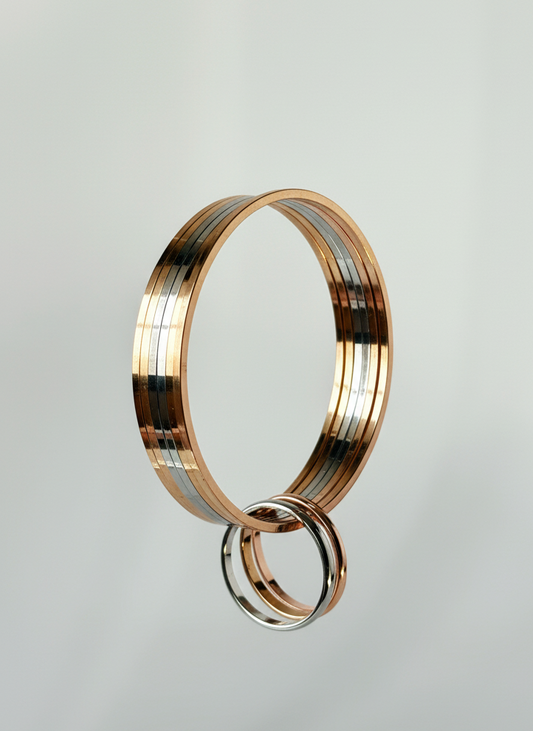 Gold and silver Bangles stack 