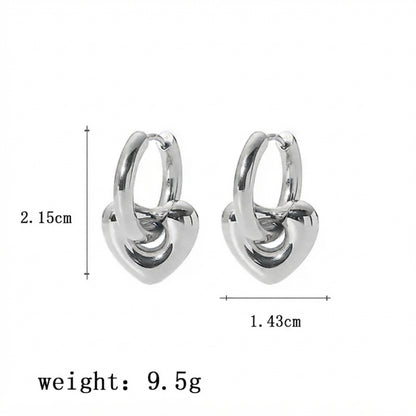 Heart Silver Hoops