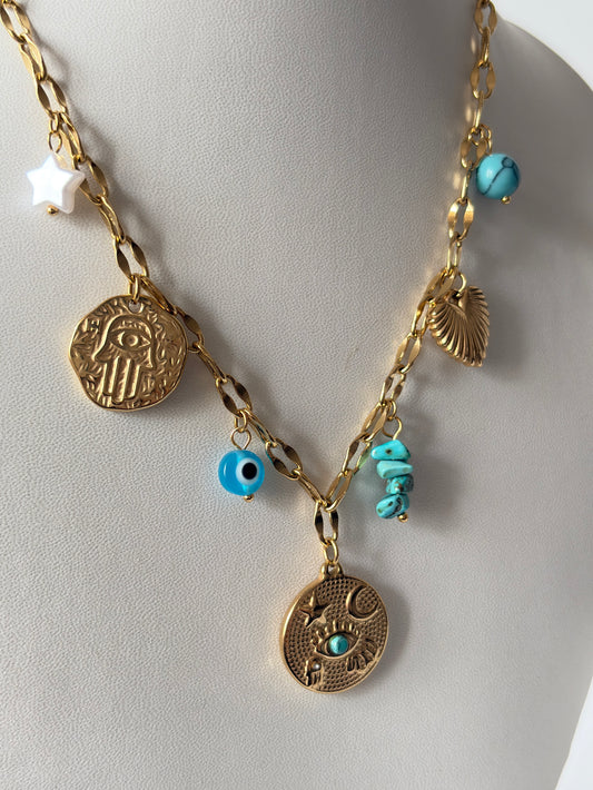 Aegean Waters Charm Necklace