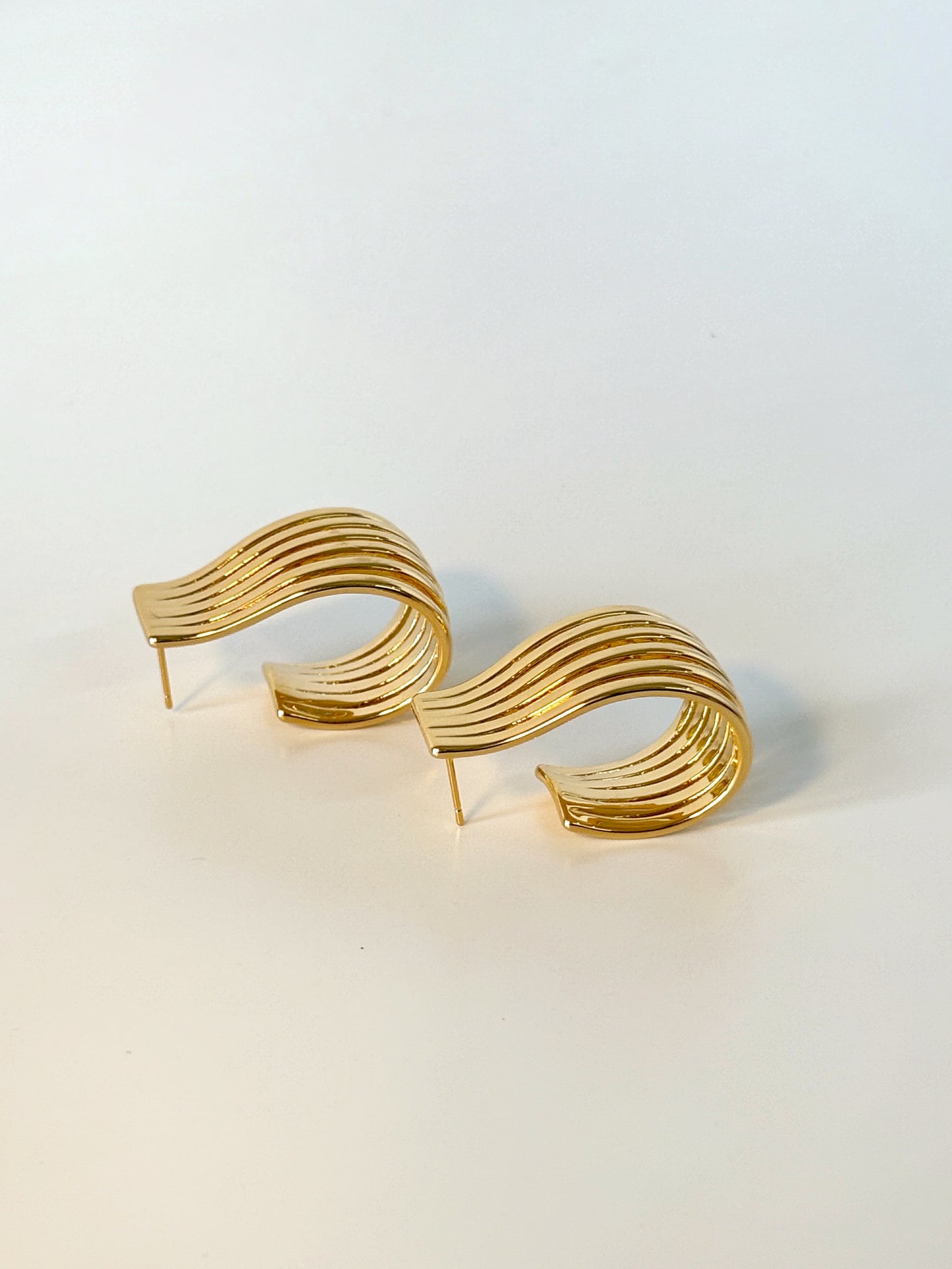 Sculptural Wave Hoops