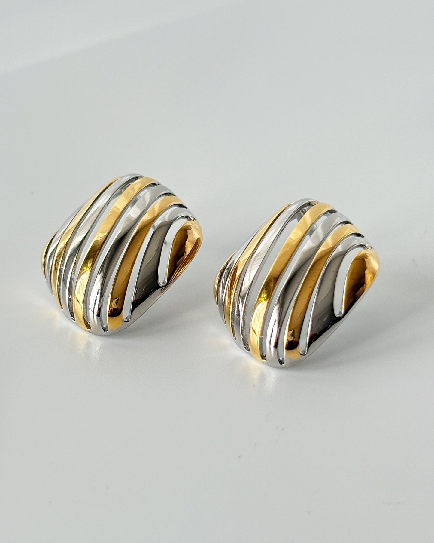 Chrome & Gold Intersect Studs