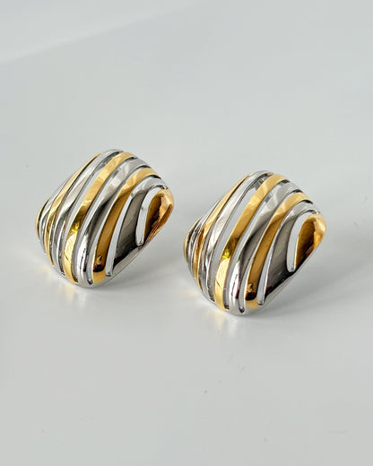 Chrome & Gold Intersect Studs