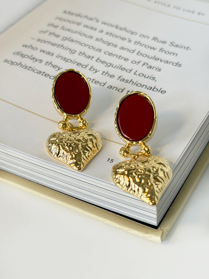 Scarlet Heart Drop Earrings