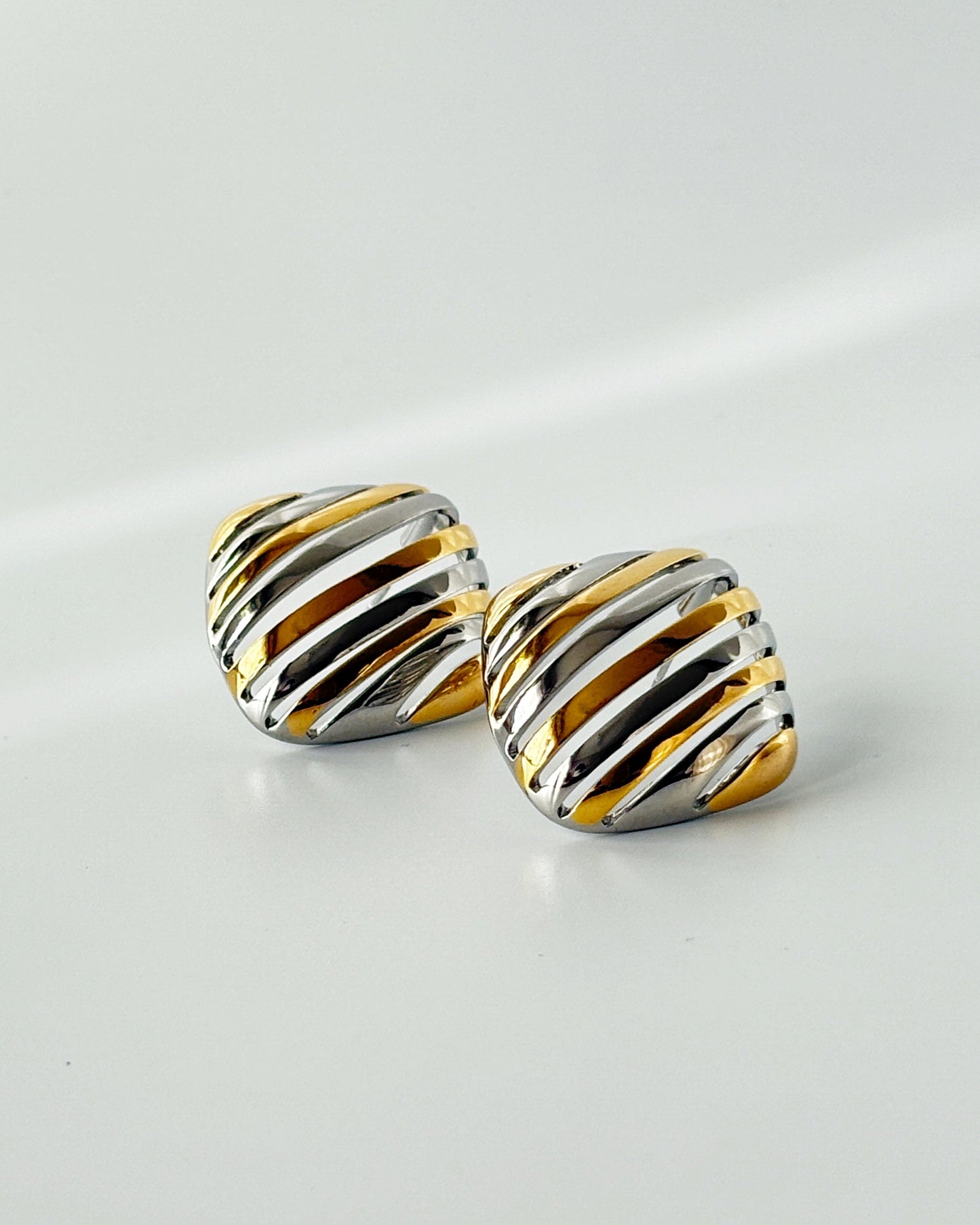 Chrome & Gold Intersect Studs
