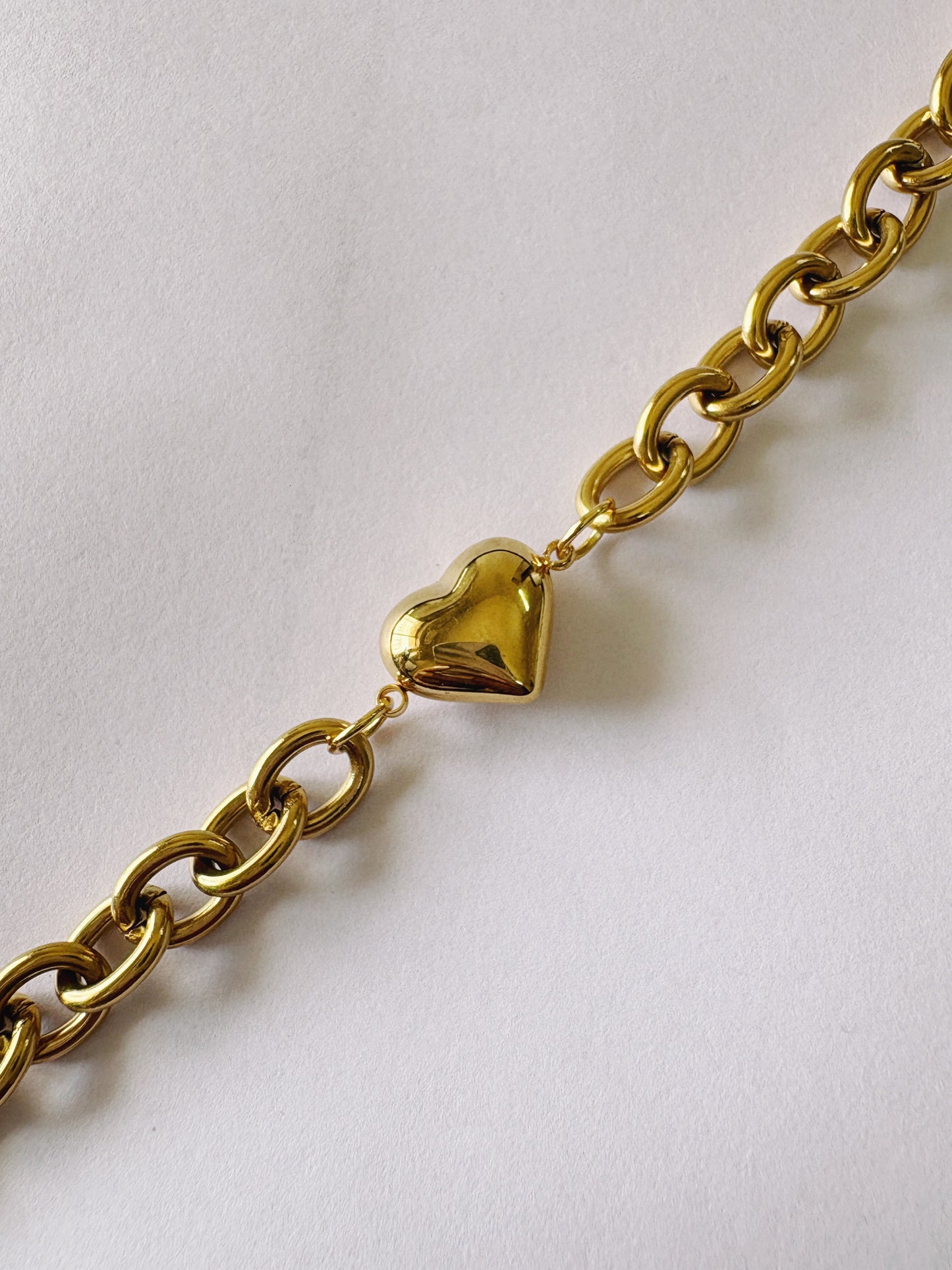 Puffed Heart Link Bracelet